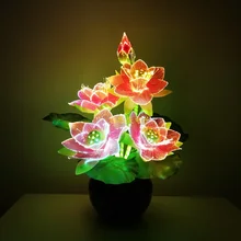 Led flower lights Lotus light buddha lamp Fo lamp Novelty artistic optical fiber flower