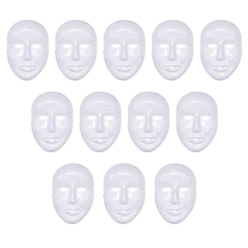 

12pcs Blank Masks White DIY Halloween Costumes Cosplay Toy Funny Face Mask Masquerade Party Festival Accessories