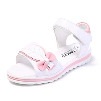 summer leather leaves pattern bowtie childrens kids soft bottom fashion girls princess beach shoes 4 5 6 7 8 9 10 11 12 13 years