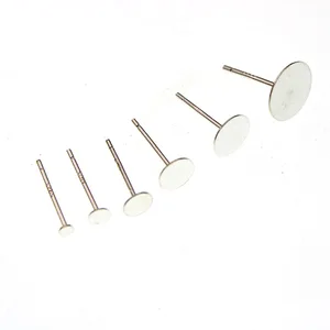 Шпилька для сережек-гвоздиков из 925 пробы серебра без декора, комплектующие для ювелирных изделий, основа для закрепления кабошона 2, 3, 4, 5, 6, 8 мм