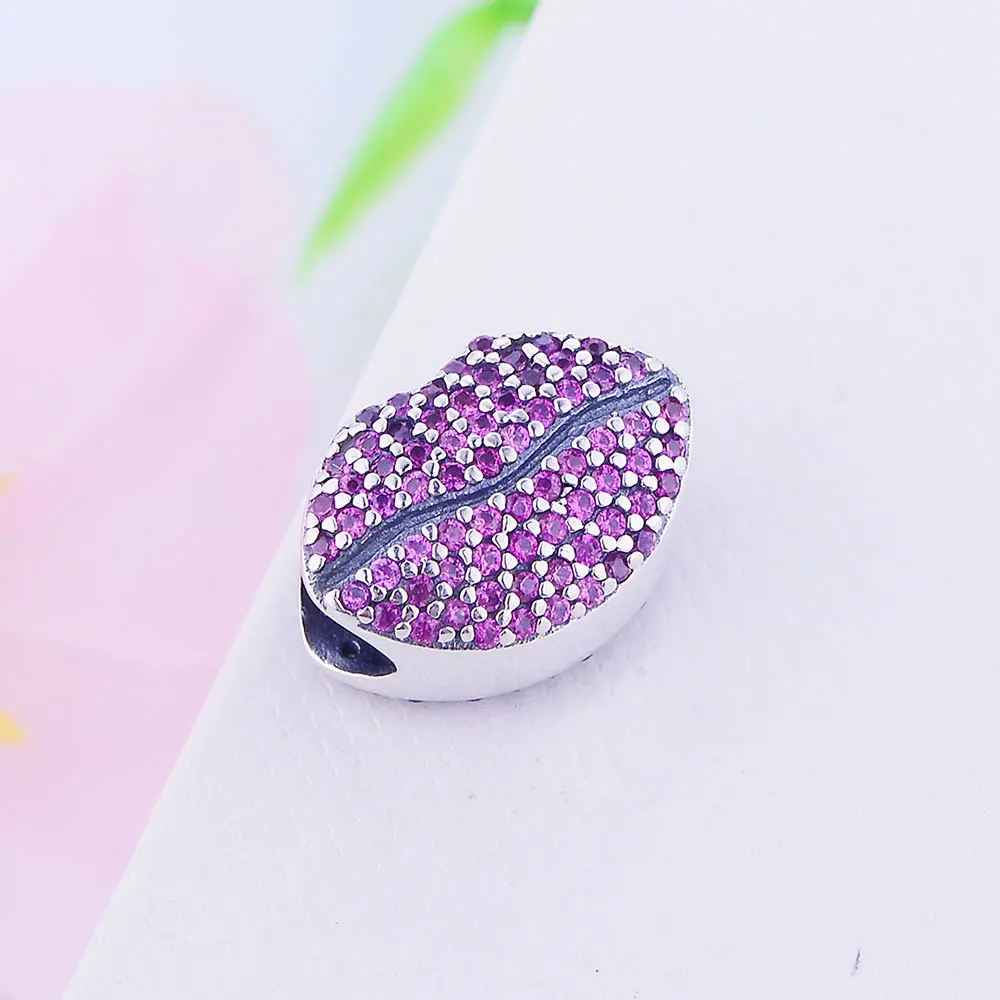 

2021 Newest Winter Pave Red CZ Lips Charms Beads Fit Orignal Pandora Charm Bracelet 925 Sterling Silver DIY Jewelry Making Gift