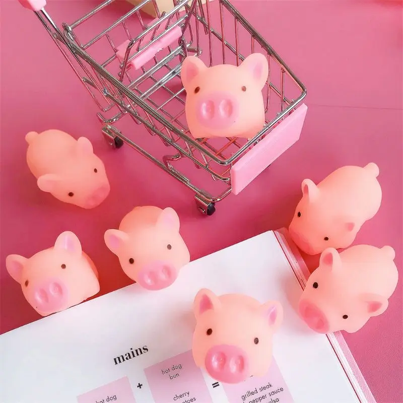 Kawaii розовая свинья животное сжимаемая игрушка детская ванна звонок в спальню