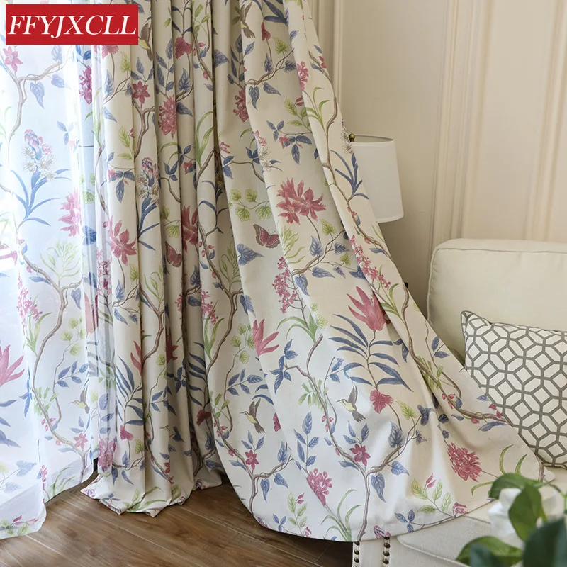 Шторы из хлопка и льна с имитацией цветов занавески в американском стиле принтом