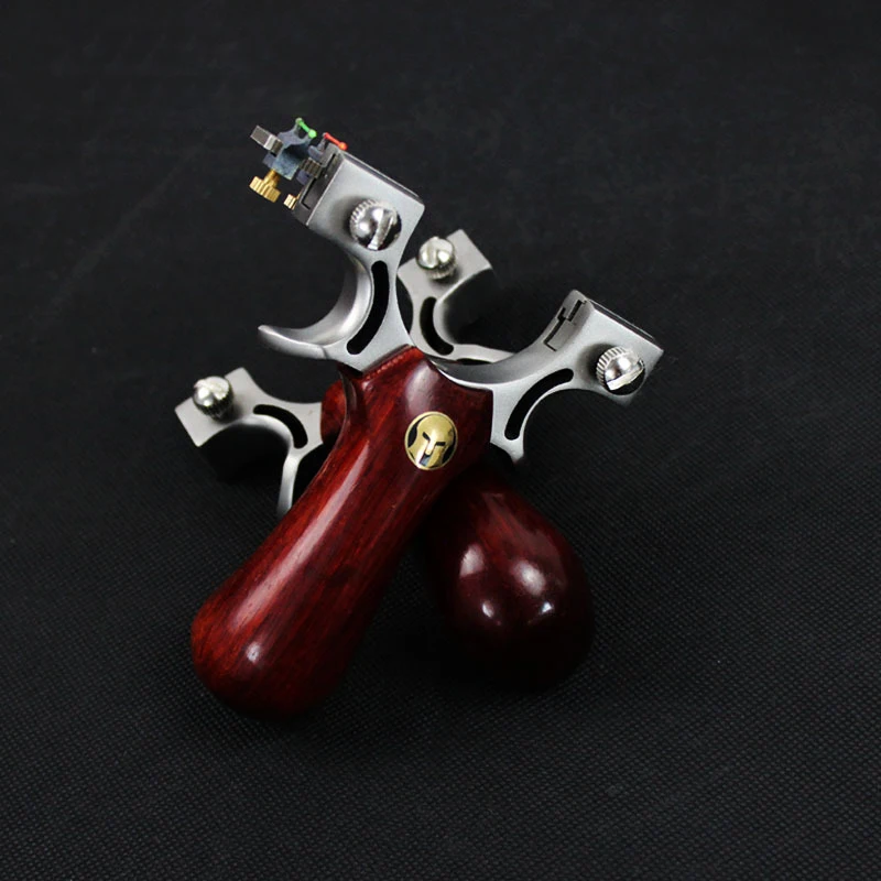 

Heavy Hunting Slingshot Stainless Steel Catapult + Wood Handle with Flat Rubber Band Outdoor High Precision Shooting Sling Shot