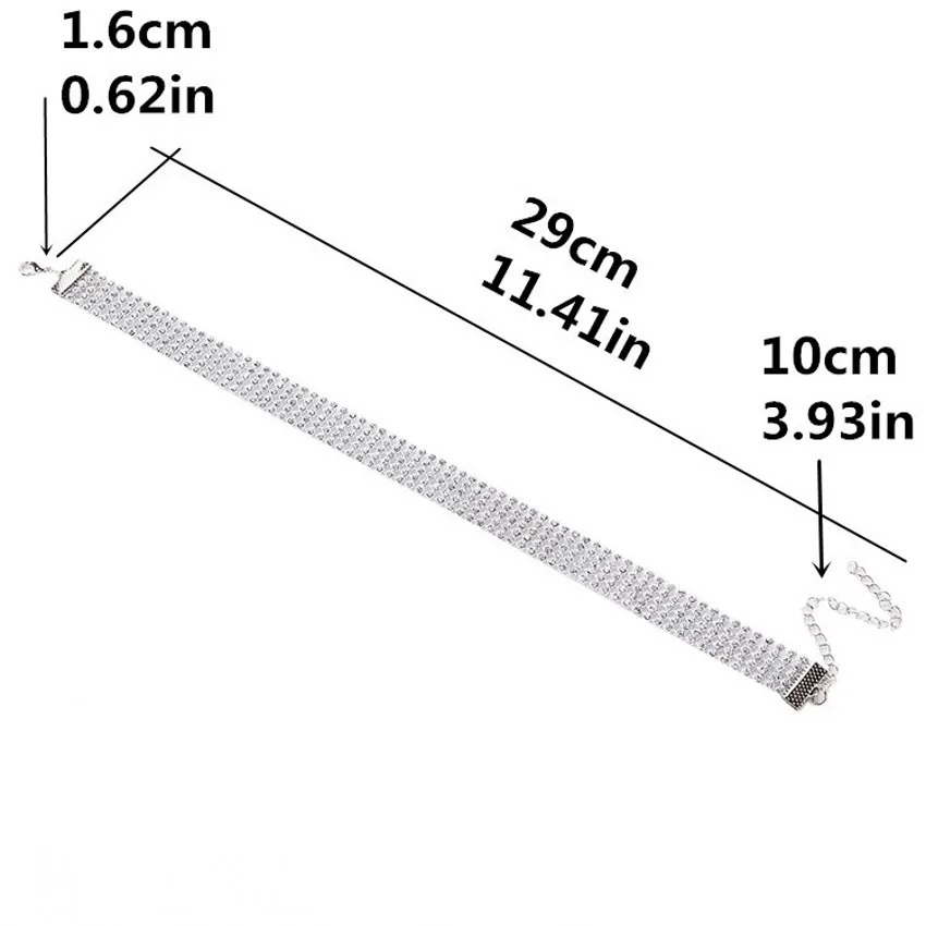 

Rhinestone Crystal Choker Necklace Women Punk Gothic Chokers Collier Jeweley Party Prom Silver Diamond Chain Bridal Wedding