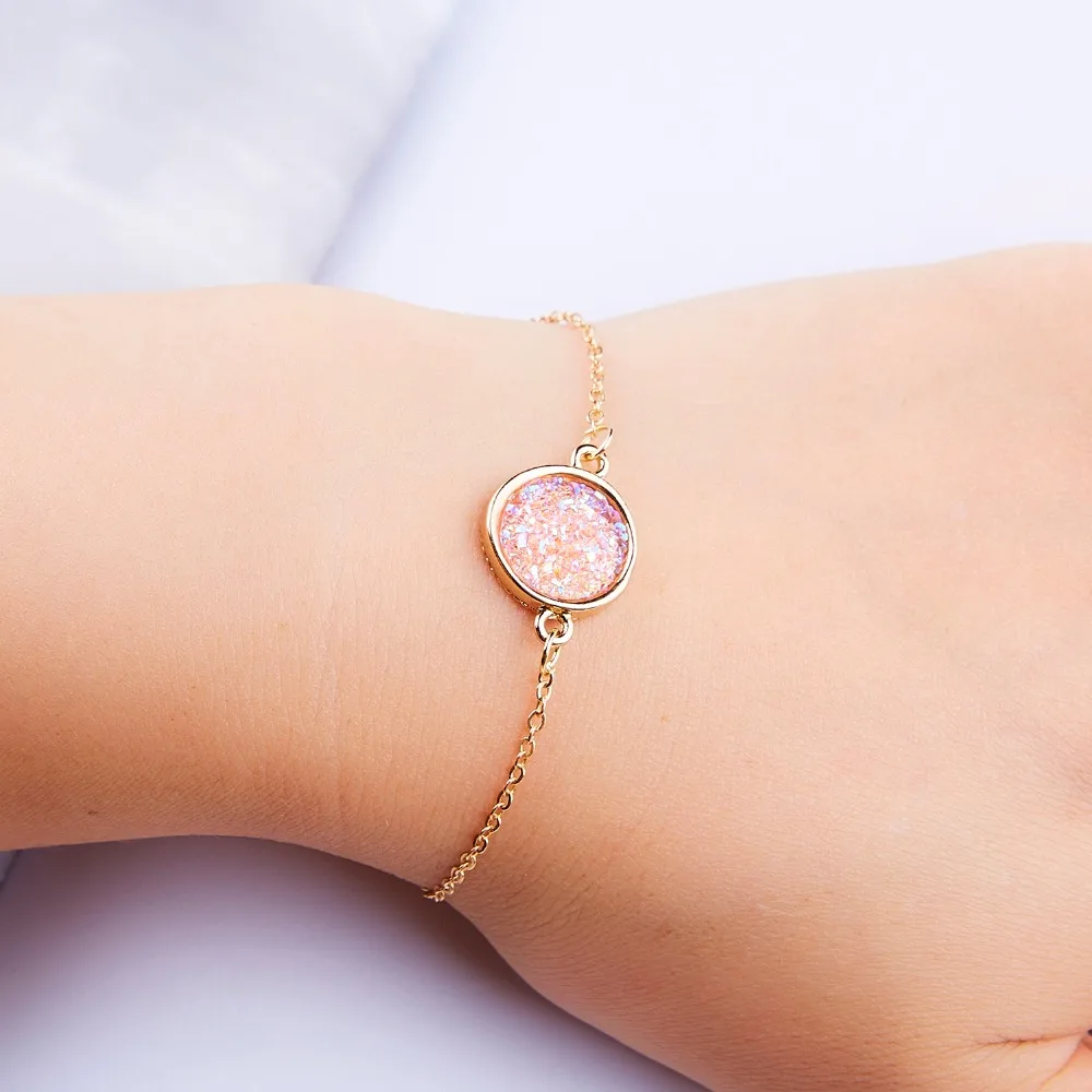 Rinhoo Кристальный браслет Простой Круглый кластерный браслет для женщин Bling натуральный камень браслет ювелирные изделия вечерние аксессуары