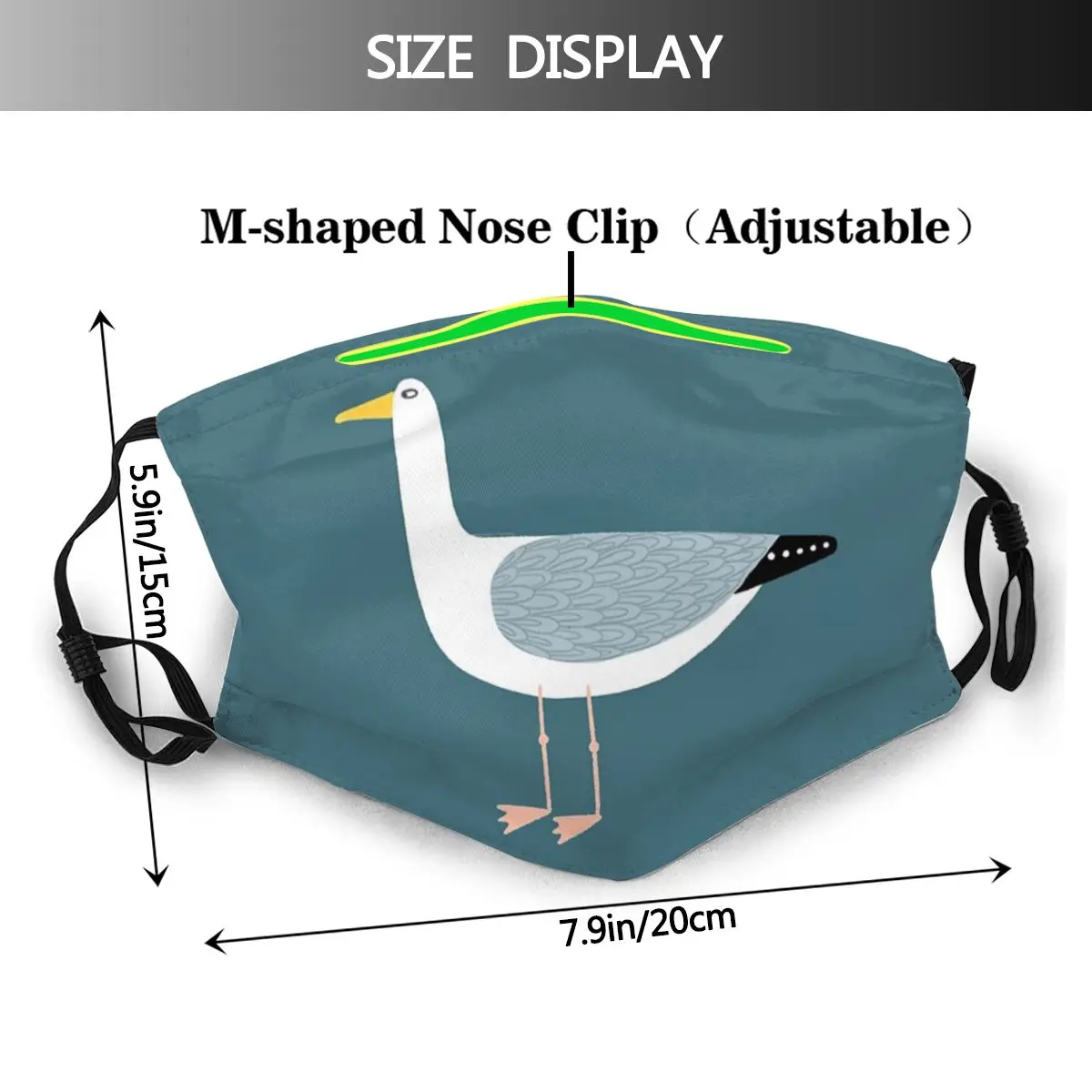 Чайка стоящая унисекс многоразовая маска для лица с фильтром противодымчатая