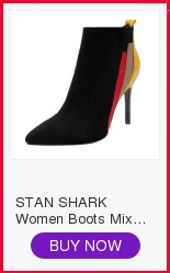 STAN SHARK/женские осенне-зимние ботильоны из флока повседневные однотонные ботинки без шнуровки с круглым носком на квадратном каблуке 4 см; цвет черный, верблюжий; Размеры 35-41