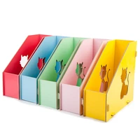 wooden hollow cat single file rack 2524cm creative color desktop book storage stationery sorting box pen holder office supplies