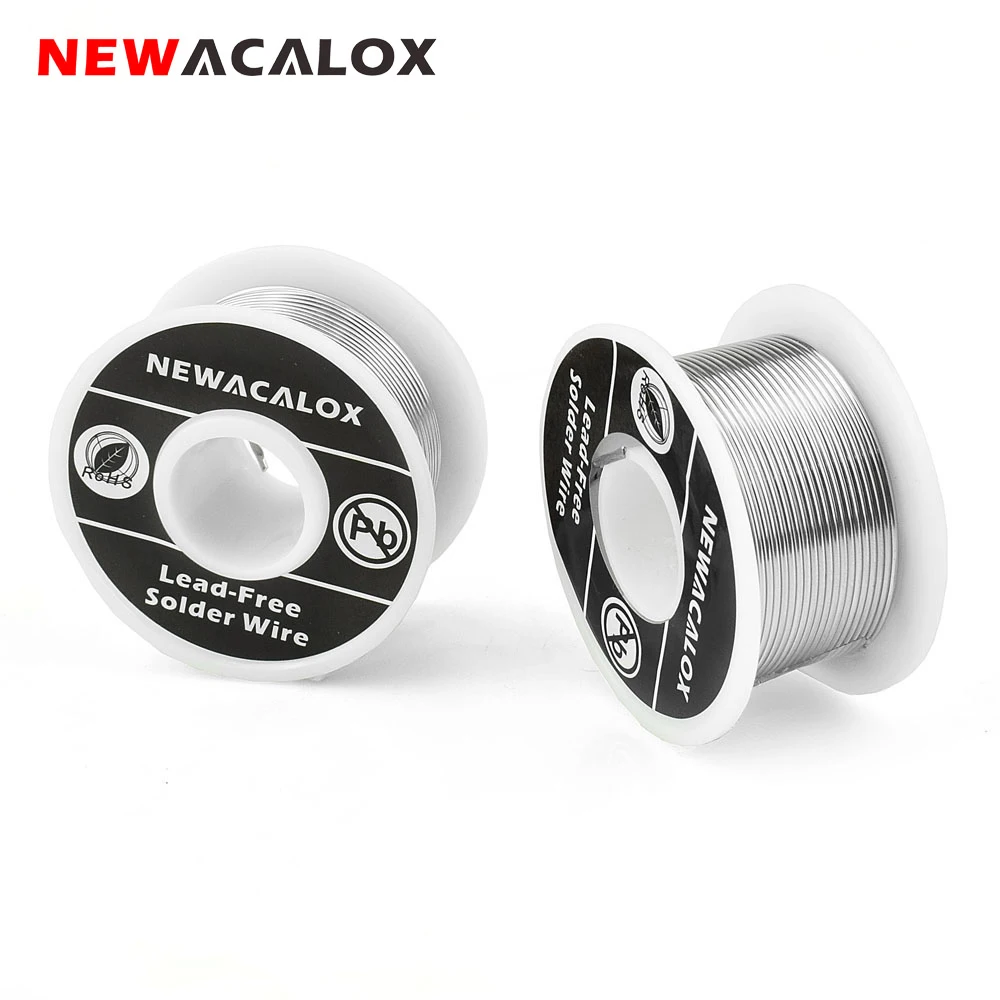 NEWACALOX 2 шт./компл. 1 мм новая сварочная Железная проволока катушки 100g/3,5 oz свинцово-оловянные линии потока 2.0% Серебряный Проволочный припой 55*29 мм для пайки
