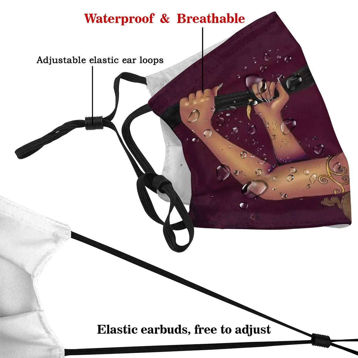 

Dust Mask with Filter Black Beautiful African Art Mouth Face Mask for Adult Kids Anti Washable Reusable Pollution