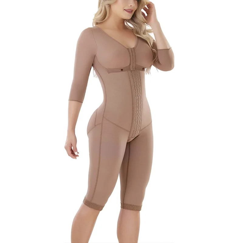 

Long Sleeve Keen Length V-Shaped Neck Women Full Body Shaper Skims Tummy Control Postpartum Seamless Underwear Fajas Colombianas