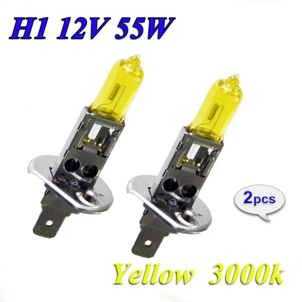 

High Quality 2 PCS Yellow H1 H3 H4 H7 H8 H11 9005 9006 Halogen Bulb 12V 55W 3000K Quartz Glass Xenon Car HeadLight Auto Lamp NEW