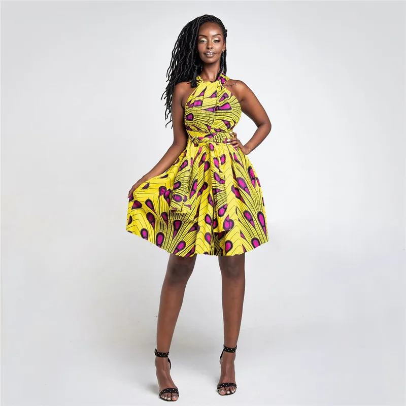 

ISAROSE Women Club Wear Dashiki Bandage African Dresses Printed Sleeveless Ankara Female Cloths Multi Wearing Sexy Party Dress