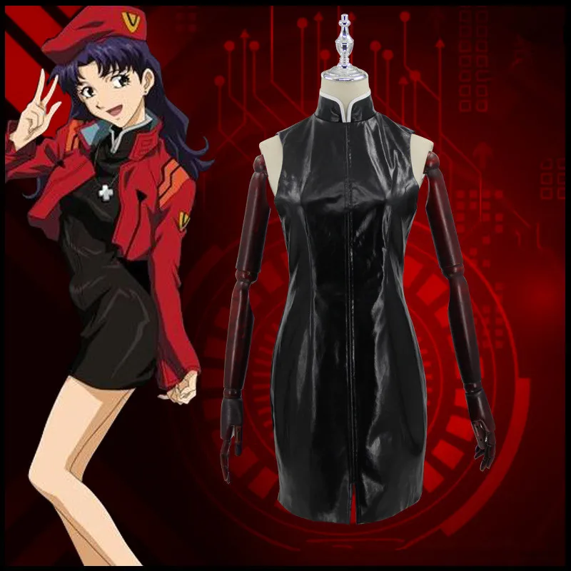 В наличии COS EVA Katsuragi Misato костюм женский театральный вариант Косплей PU кожаная