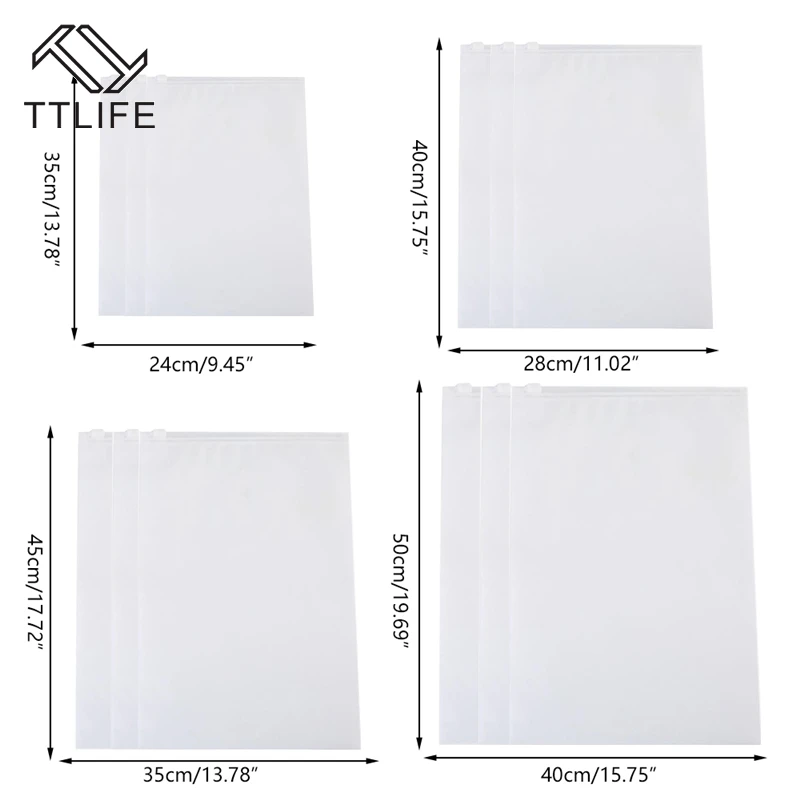 

12PCS PE Plastic Zipper Bags EVA Translucent Ziplock Bag Travel Storage Bags Waterproof Packing Bag Toy Storage Closet Organizer