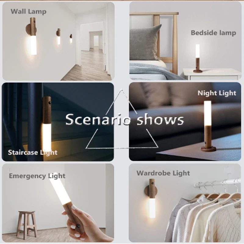 

LED Infrared Sensor Night Light Wireless Magnet wall light USB Rechargeable Night lamp For Bedroom Stairs Cabinet Wardrobe light