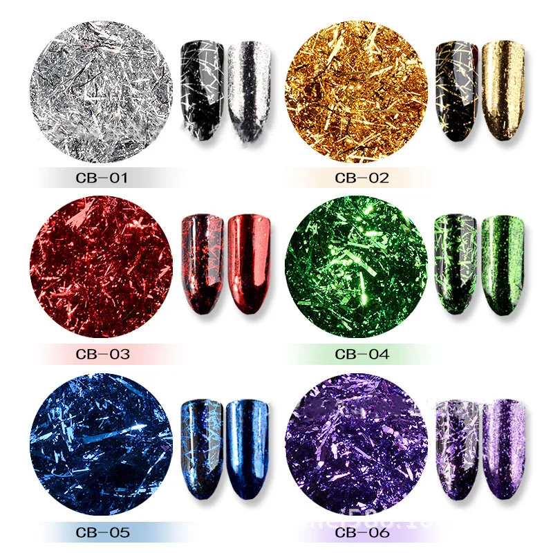 Kalvaro Fashion Nail Art Magic Mirror Powder Gold Silver Silk Strips Really Bright High-gloss Foil 6 Colors | Красота и здоровье