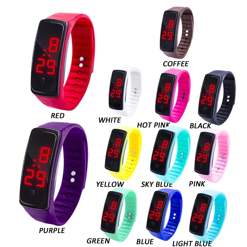 

LED Digital Display mens watch Bracelet Children's Students Silicone belt LED Display Electronic Sports watches reloj hombre