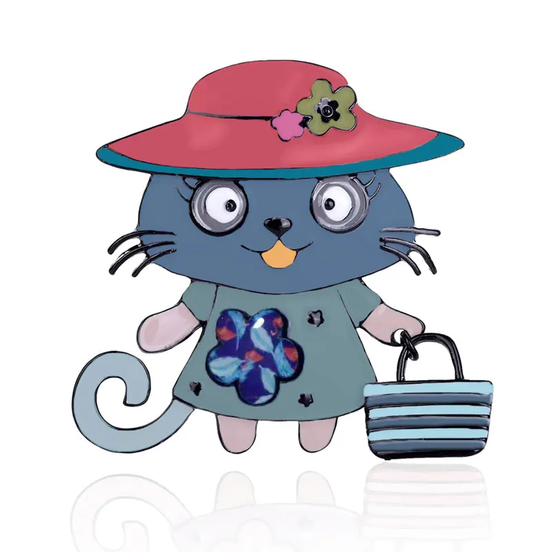 Новое поступление красочные эмалированные броши в форме кошки для женщин