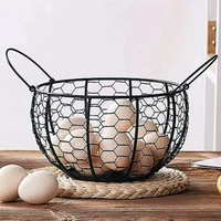 home metal food storage basket with handles chicken eggs holder organizer fruit food organizer for kitchen farmhouse