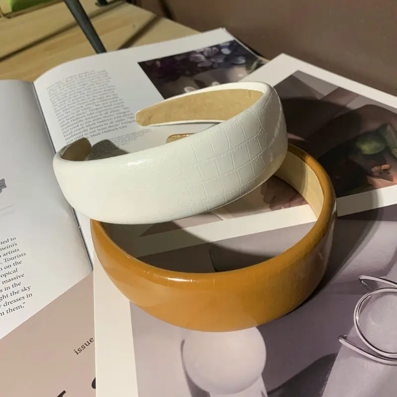 

Повязка на голову с имитацией крокодиловой кожи INS, повязка на голову из искусственной кожи, повязка на голову с высоким блеском, однотонная ...