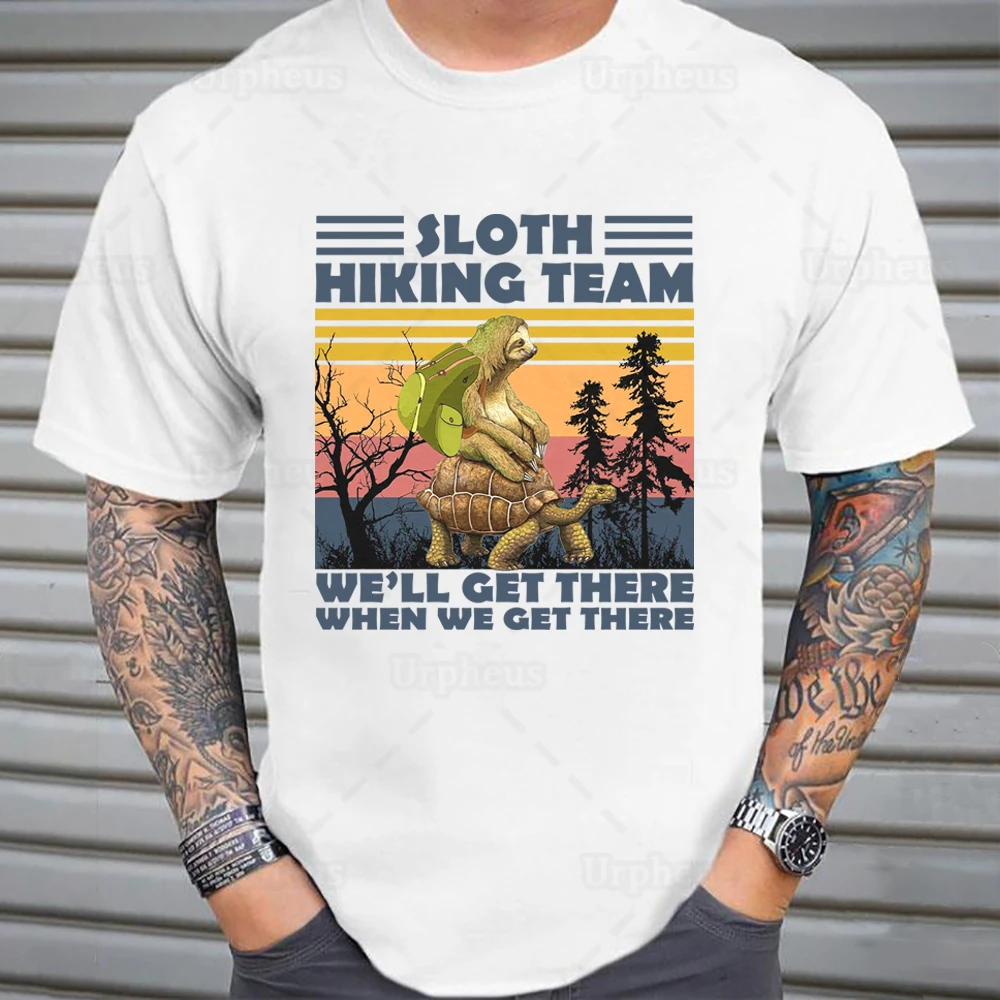Забавная футболка с ленивцом винтажная хлопковая Футболка для походов команд