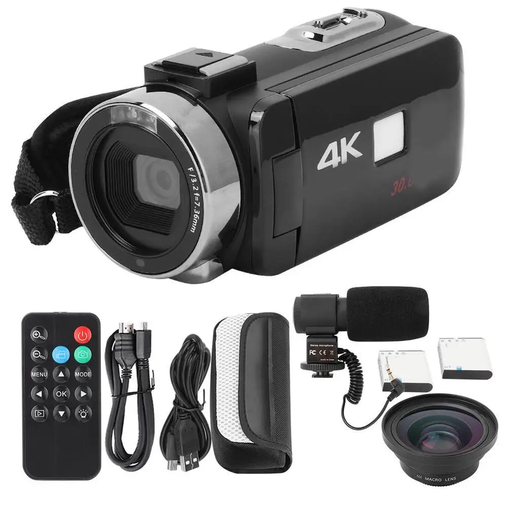 Bundle 1 3 дюйма 4K HD видео Камера Wi-Fi Ночное видение 16x Zoom ультра-hd Сенсорный экран Цифровая видеокамера Камера комплект с пультом дистанционного управления Управление - Цвет: Bundle 1
