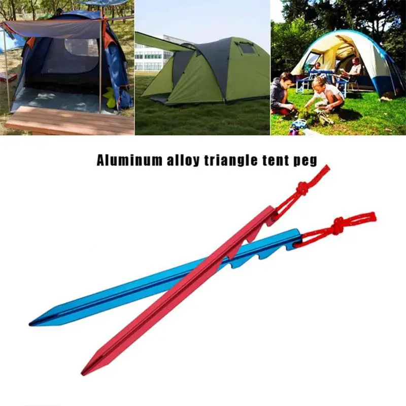 

10Pcs Aluminum Alloy Tent Pegs Nails With Rope Lightweight Outdoor Camping Hiking Tent Stakes 4 Colors