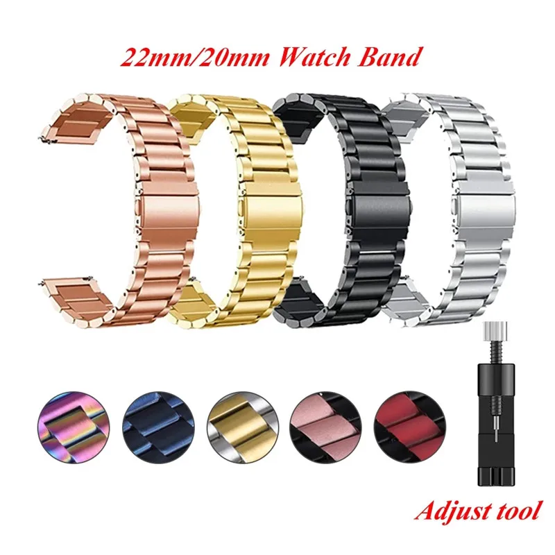 

Stainless Steel Strap For Galaxy Watch Active2 40mm 44mm Bands 20mm 22mm for Samsung Galaxy Watch Active 2 3 41 45mm watchband