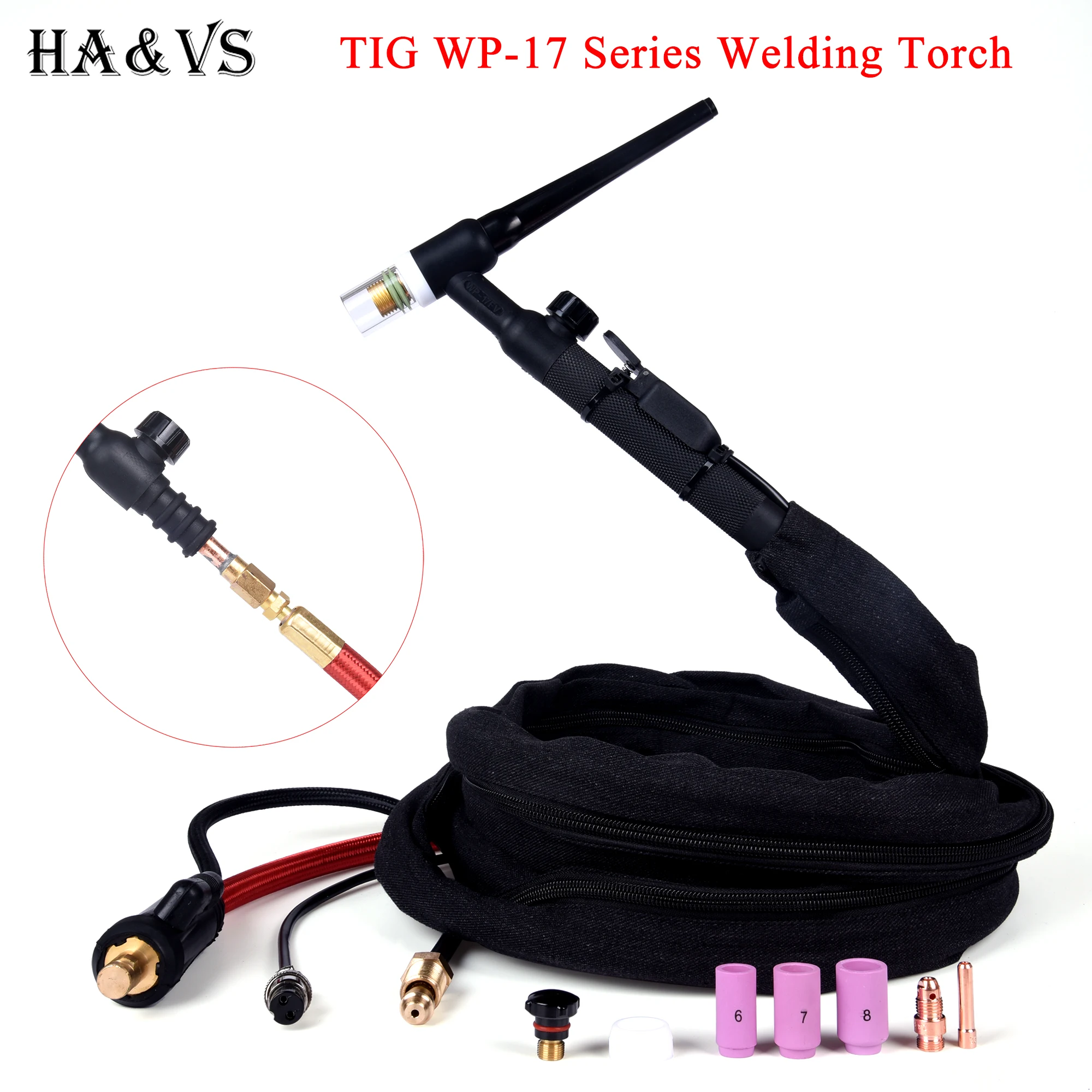 WP17 WP17FV WP17F TIG Welding Torch Gas-Electric Integrated Red Hose 4M 35-50 Euro Connector 13FT Air Cooled