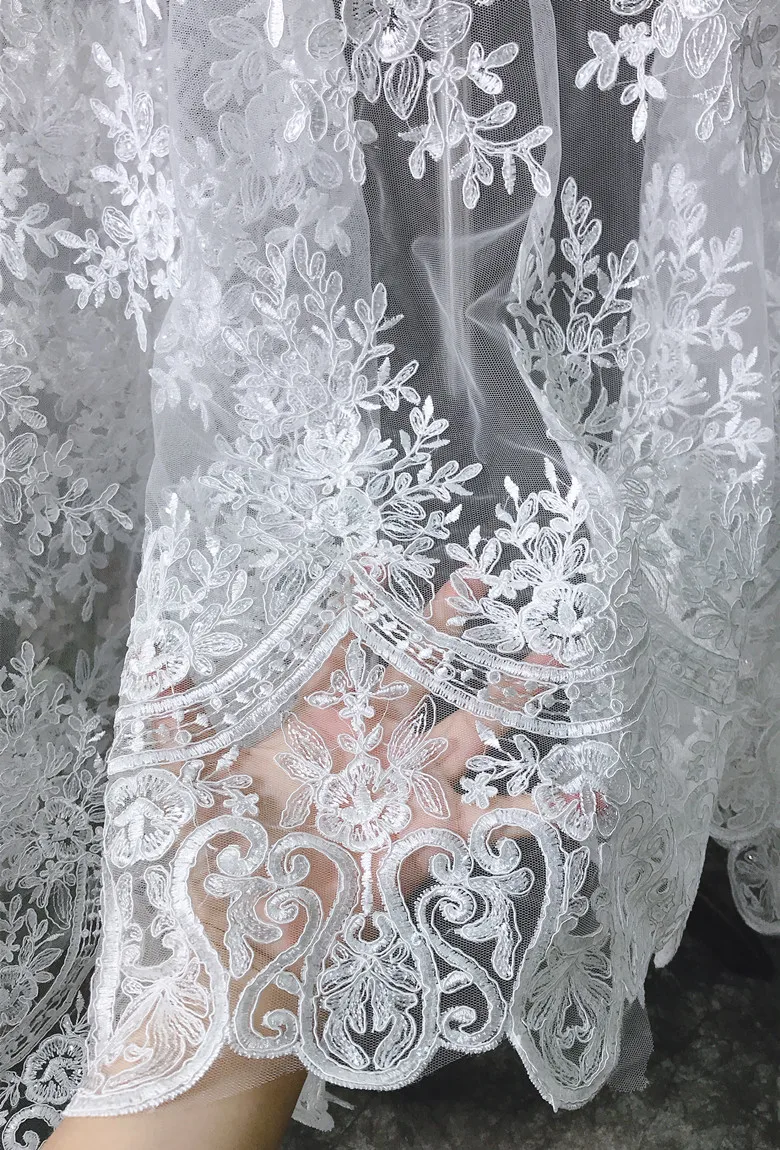 

Shining Sequin cording wedding dress designer embroidery lace fabric