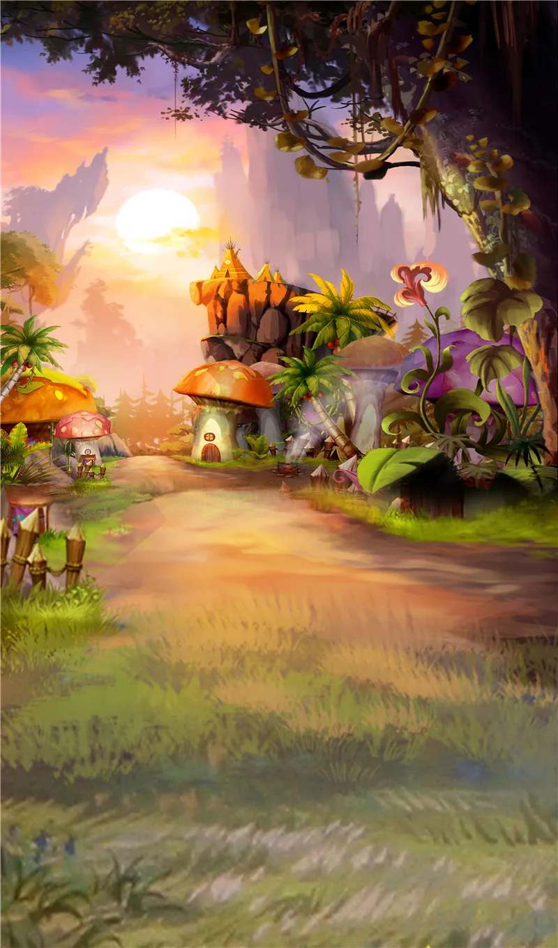 

Nitree Photo Studio Props Photography Backdrop Children Cartoon Birthday Party Decoration Vinyl Background Mushroom Jungle