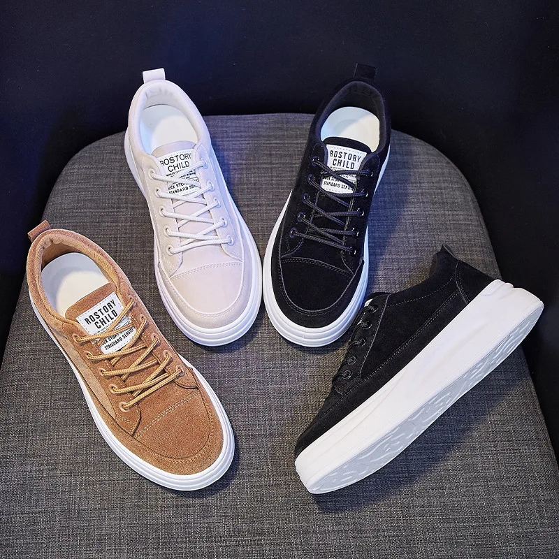 

Lace-up Platform Sneakers Suede Women Vulcanize Shoes Tenis Feminino Casual Classic Female Shoes 2021 Spring Flats