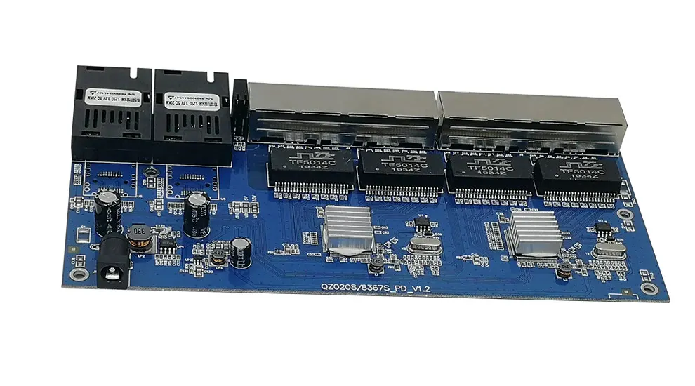 Reverse POE switch 8 RJ45 2 SC fiber Gigabit Ethernet switch media converter Fiber Optical UTP Port 10/100/1000M PCBA