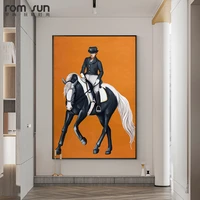modern horse riding canvas painting posters and print nordic art wall rider pictures for living room bedroom aisle home decor