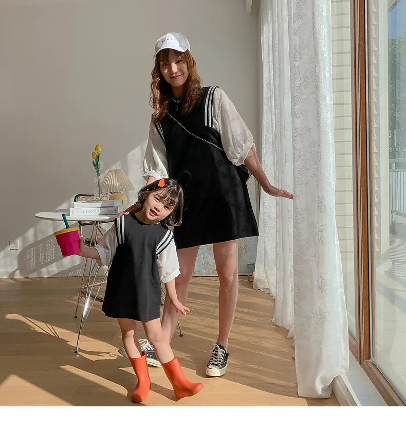 

Summer Dresses Matching Mother Daughter Clothes Family Matching Parent-child Outfit Polo Shirt For Father Son Casual