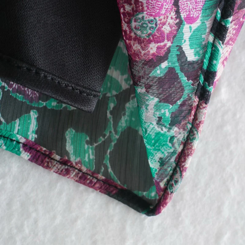 

Women Summer Chiffon Vintage Mini Dress 2020 Long Sleeve Cascading Ruffle Floral Print Female Elegant Lining Dresses Vestidos