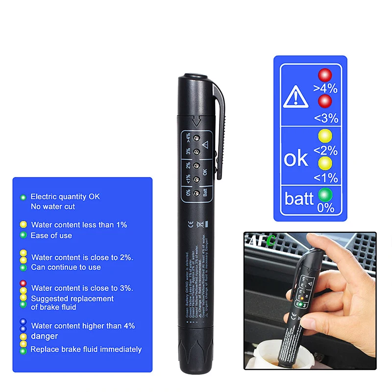 

Universal Car Brake Liquid Digital Tester Car Brake Fluid Tester Accurate Oil Quality Check Pen Vehicle Automotive Testing Tool