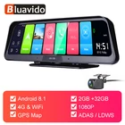Зеркало-видеорегистратор Bluavido ADAS, 4G, 10 дюймов, IPS, GPS, FHD 1080P, двойной объектив, ночное видение, дистанционное управление