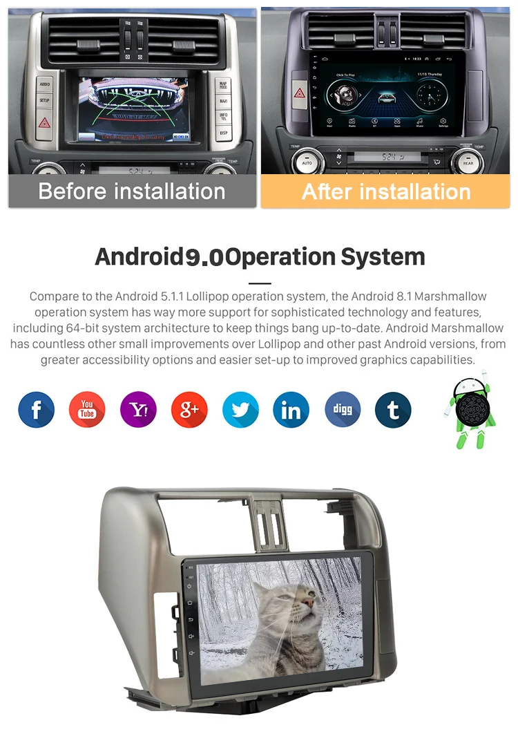 2din Android 9 0 автомобильное радио GPS автомобильный DVD мультимедийный плеер для Toyota Land