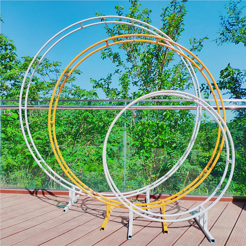 

Wedding wrought iron arch props ring double pole flower door shelf arc wedding outdoor garden background decoration