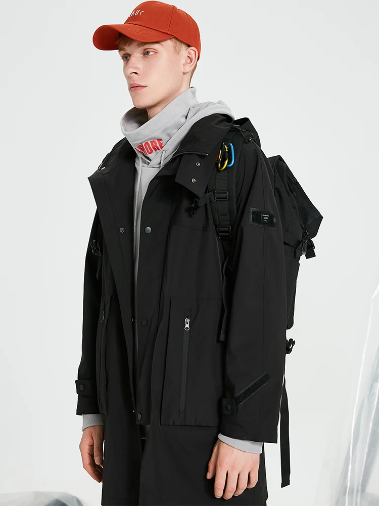 Пионерский лагерь осенняя мода куртка с длинным рукавом Тренч мужской черный