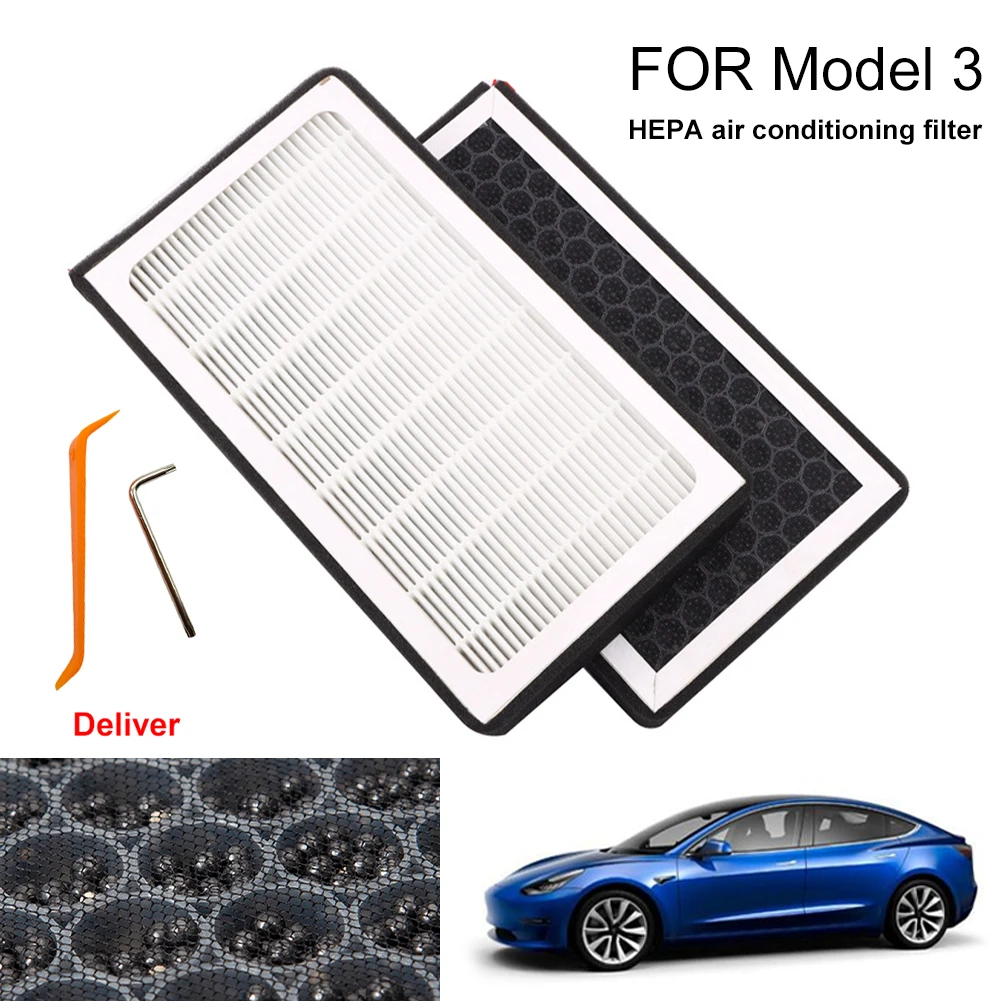 

2021 New 2pcs Cabin Air Filter Activated Carbon HEPA PM2.5 Filter High efficiency filter for Tesla Model 3 Y Accessories