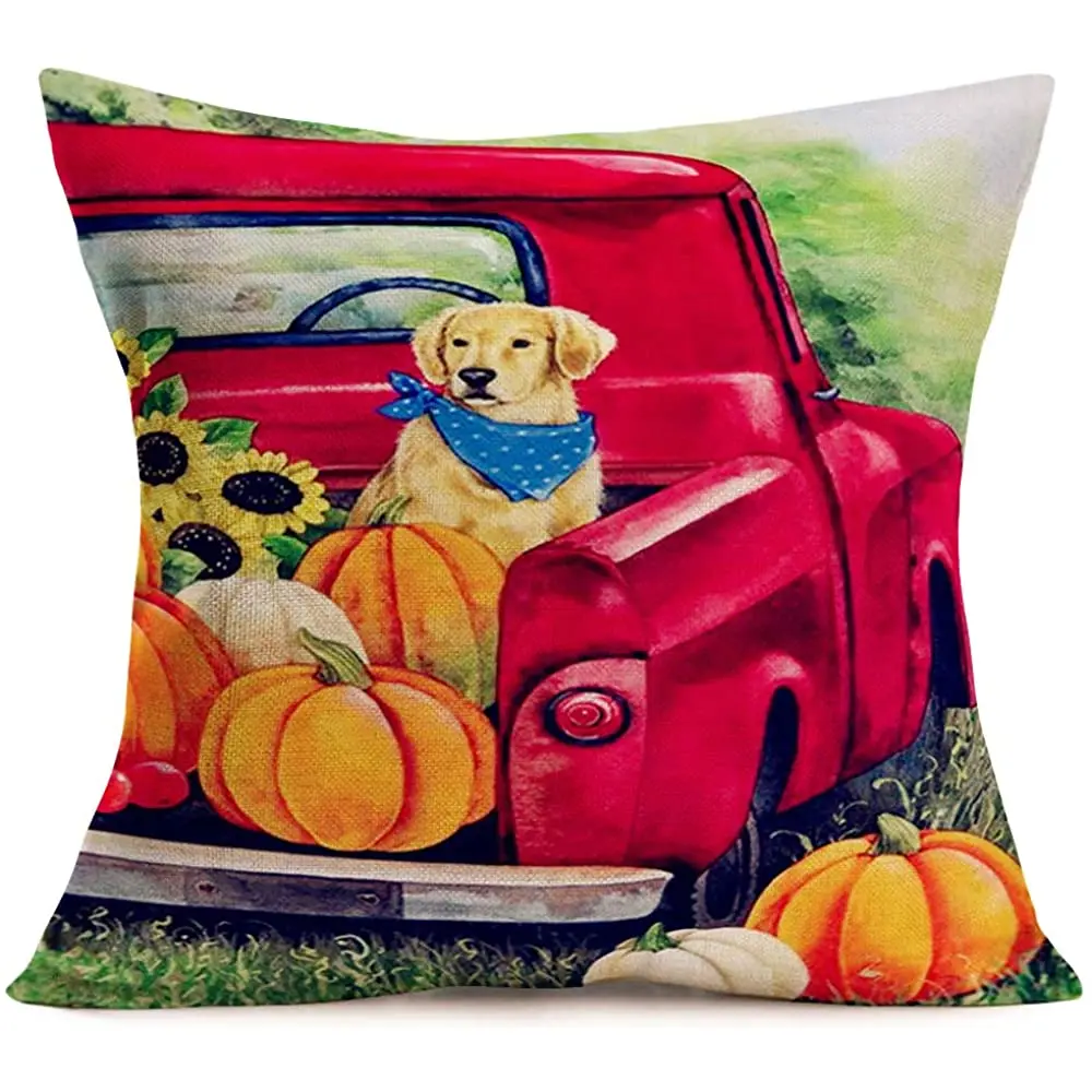 

Наволочки Xihomeli с изображением тыквы, декоративные наволочки в винтажном стиле с изображением грузовика, собаки и подсолнуха