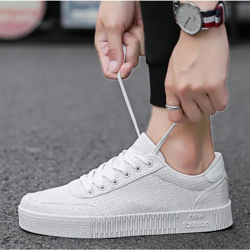 Fashion Men Sneakers 2019 New Linen Lace-up Canvas Shoes Mens Footwear Plimsolls Breathable Sneaker Casual zaptillas hombr | Обувь