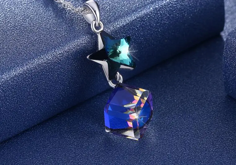 

YBB306 925 Silver Zircon Girl Necklace Birthday Wedding Party Gift Girl Necklace