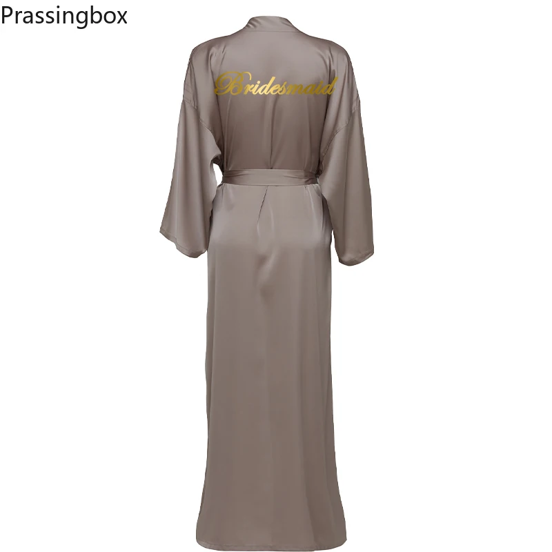 Silk Satin Long Robes Long Sleeve Brown Custom Bridesmaid Robes Bride Robe Bridal Robe Women Long Wedding Bathrobe and Homewear