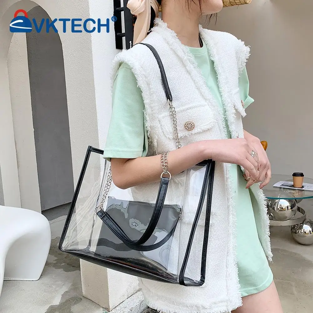 

Fashion Women Summer Bags Transparent Small Purse Shoulder Tote Bag Composite Elegant Ladies Handbag Shoulder Bag