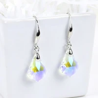 crystal baroque leaf pendant earrings zircon water droplets dangle earrings for women elegant girls earring jewelry gifts